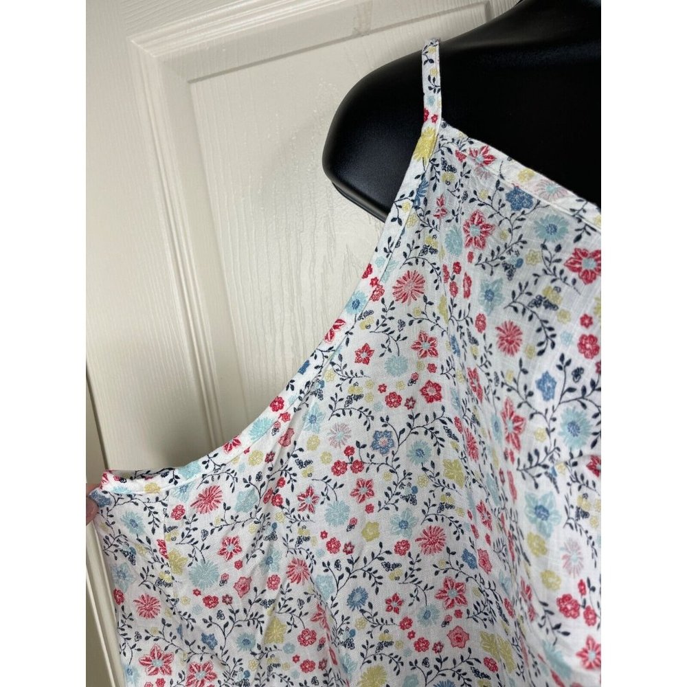 Sonoma Tank Top Womens Plus Size 3X White Floral Shirred Front Rayon NWOT V Neck - Picture 5 of 10